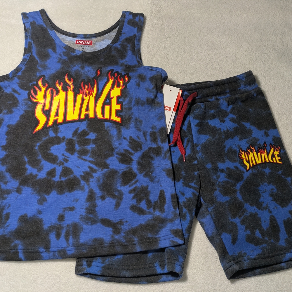 Kids Blue and Black Tie-Dye Matching Set